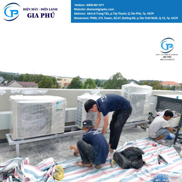 thi công âm trần nối ống gió Daikin
