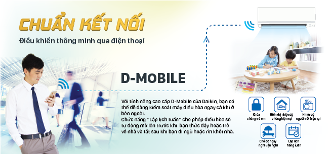 máy lạnh treo tường Daikin FTKZ điều khiển từ xa bằng điện thoại thông minh