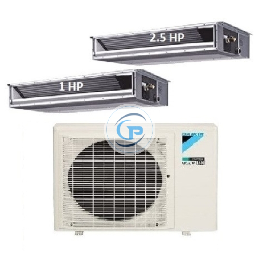 Máy Lạnh Multi Daikin Inverter 1 Dàn Nóng 3.5 HP + 2 Dàn Lạnh Giấu Trần Nối Ống Gió 1 HP-2.5 HP