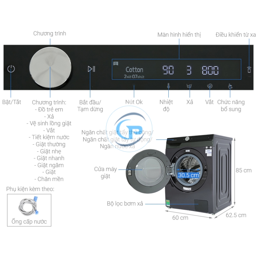 Máy Giặt Samsung Inverter AI  WW10TP44DSB / SV 10 Kg