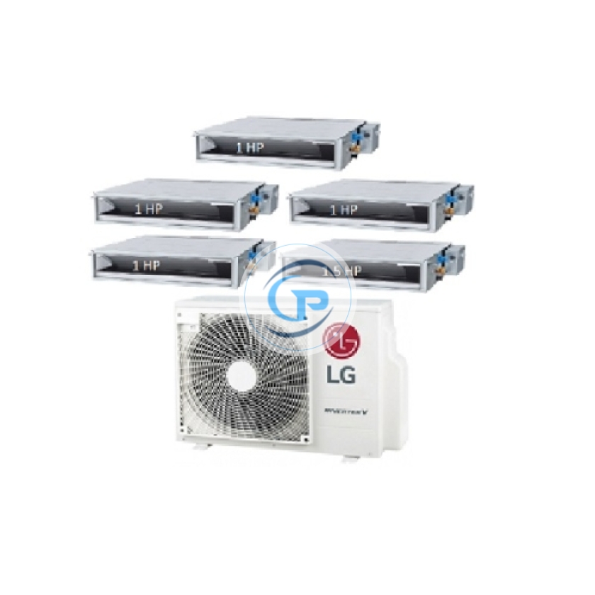 Máy Lạnh Multi LG 1 Dàn Nóng 5 Hp + 5 Dàn Lạnh Âm Trần Nối Ống Gió 1 Hp - 1.5 Hp