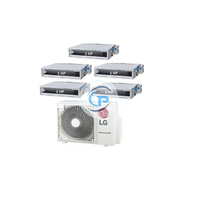 Máy Lạnh Multi LG 1 Dàn Nóng 5 Hp + 5 Dàn Lạnh Âm Trần Nối Ống Gió 1 Hp - 2 Hp