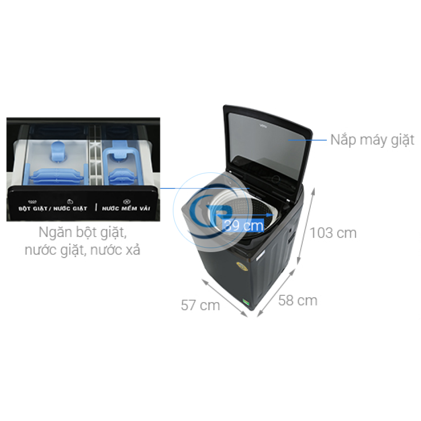 Máy giặt Aqua Inverter 10.5 kg AQW-DR105JT BK