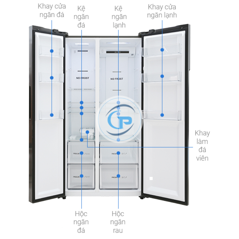 Tủ Lạnh Aqua Inverter  Side By Side AQR-S541XA(BL) 541 lít