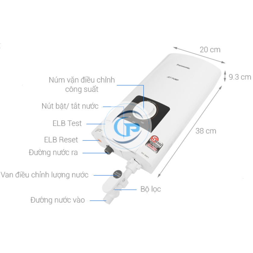 Máy Nước Nóng Trực Tiếp Panasonic DH-4NP1VW Có Bơm 