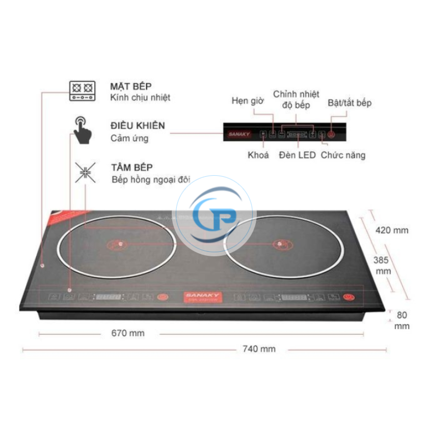 Bếp hồng ngoại đôi Sanaky SNK-202HGW