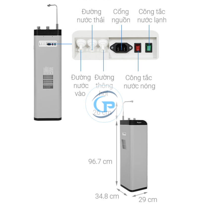 Máy lọc nước RO nóng nguội lạnh Kangaroo Waterfall KG10A10S 7 lõi