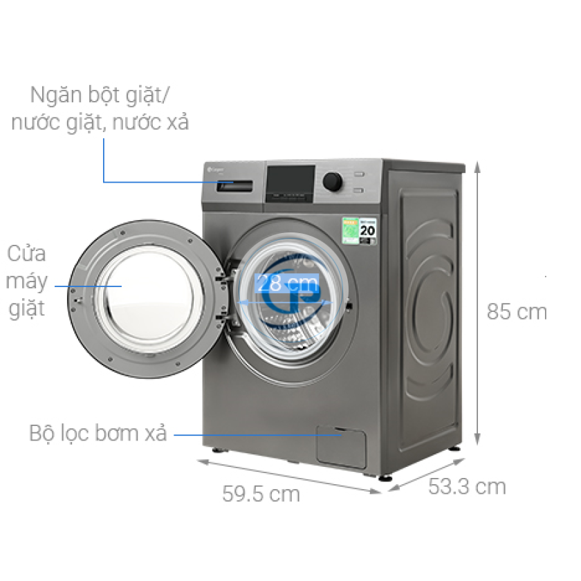 Máy giặt Casper Inverter 10.5 kg WF-105VG5