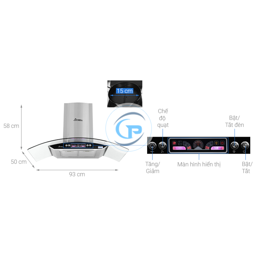 Máy hút mùi kính cong Apex APB6601-90C