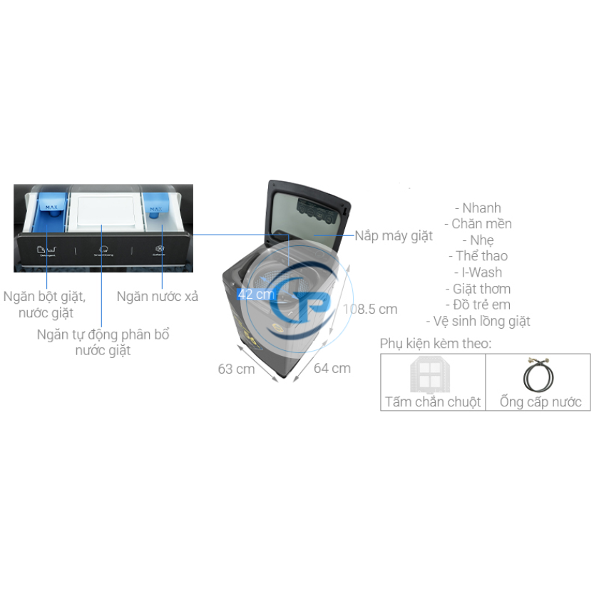 Máy giặt Aqua Inverter  AQW-DR160UHT PS  16kg  