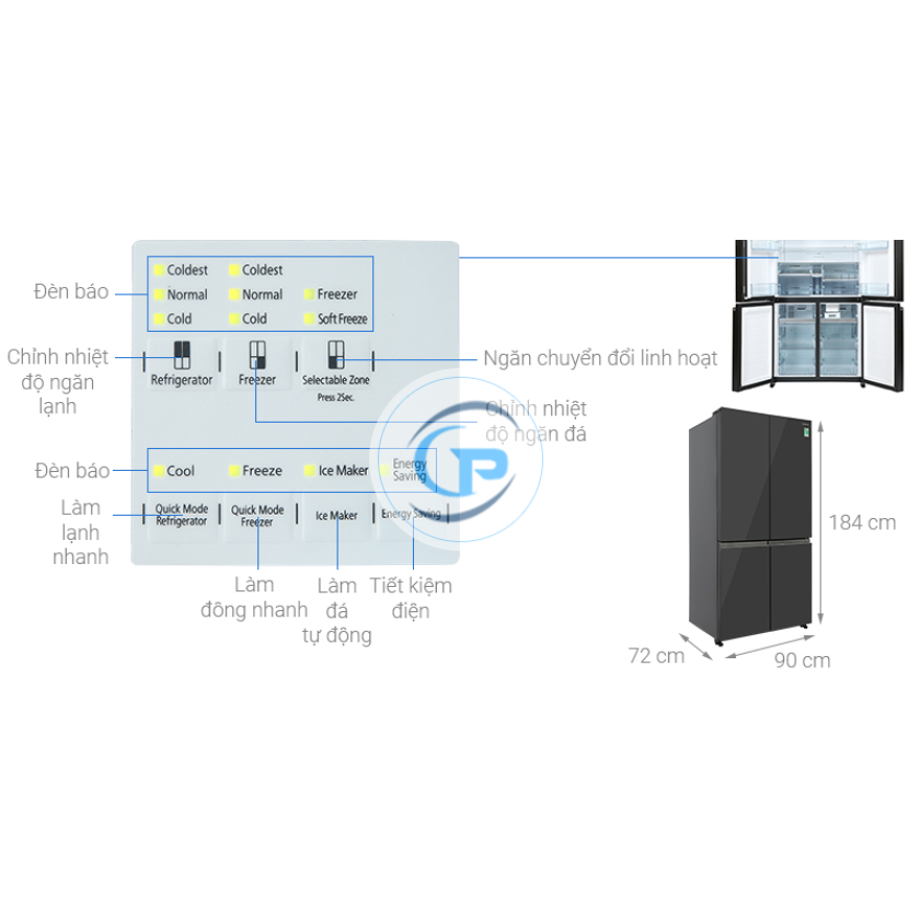 Tủ lạnh Hitachi Inverter Multi Door R-WB640PGV1 GCK 569 lít