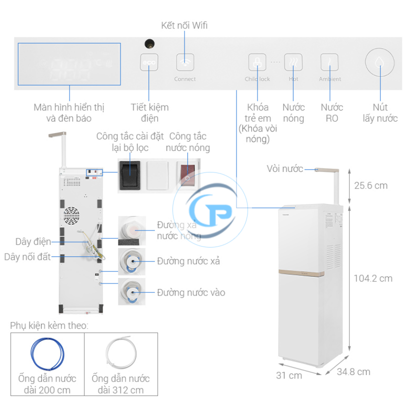 Máy lọc nước RO nóng nguội Toshiba TWP-H2396SVN(W) 10 lõi