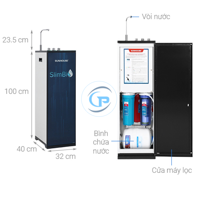 Máy lọc nước RO nóng nguội lạnh Sunhouse SHA76213CK 10 lõi