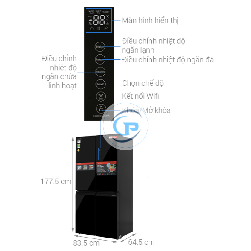 Tủ lạnh Toshiba Inverter Multi Door GR-RF611WI-PGV(22)-XK  474 lít 