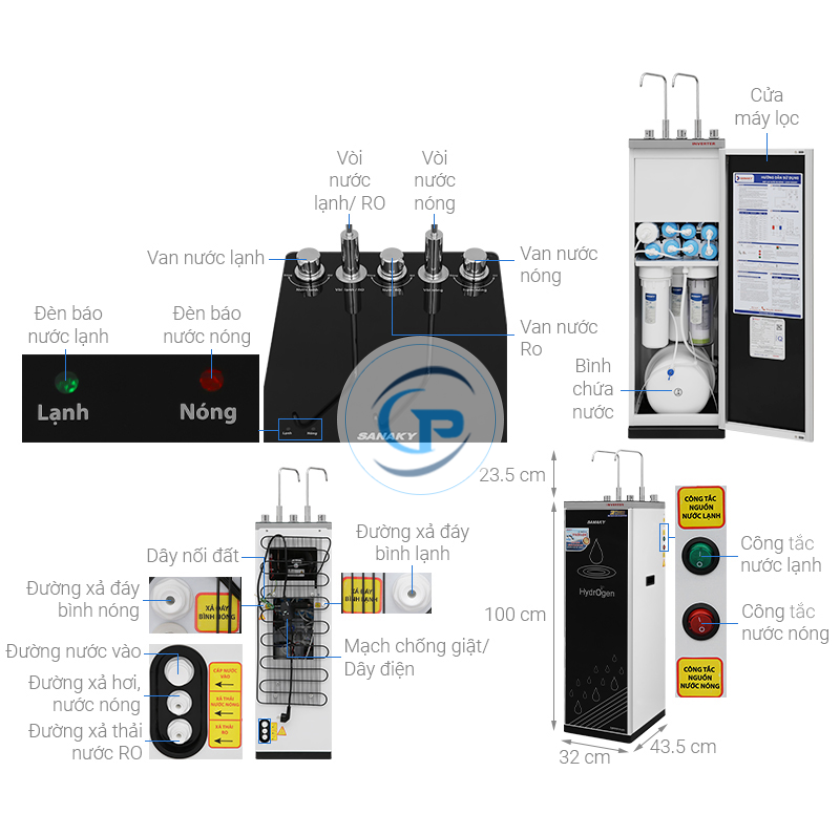 Máy lọc nước RO nóng nguội lạnh Sanaky Inverter VH102HP3 11 lõi