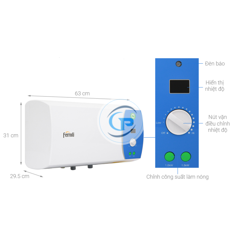 Máy nước nóng gián tiếp Ferroli VERDI  20 lít 2500W Verdi AE