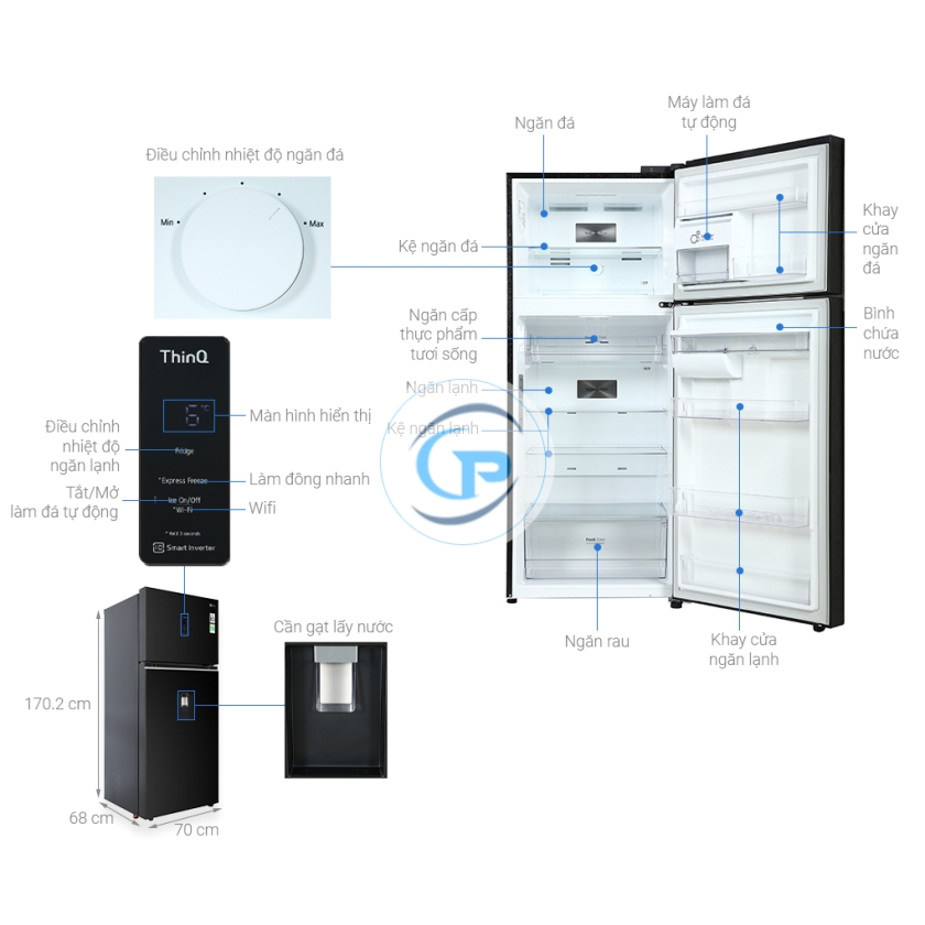 Tủ Lạnh LG Inverter 374 Lít GN-D372BLA