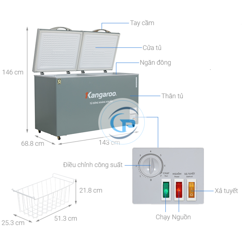 Tủ đông Kangaroo Inverter 430 lít KGFZ490IG1