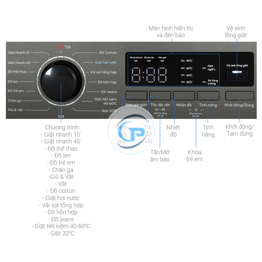 Máy giặt Casper Inverter 9 kg WF-9VG1