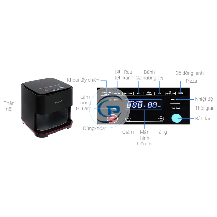 Nồi chiên không dầu Sharp KF-AF70EV-BK 7 lít