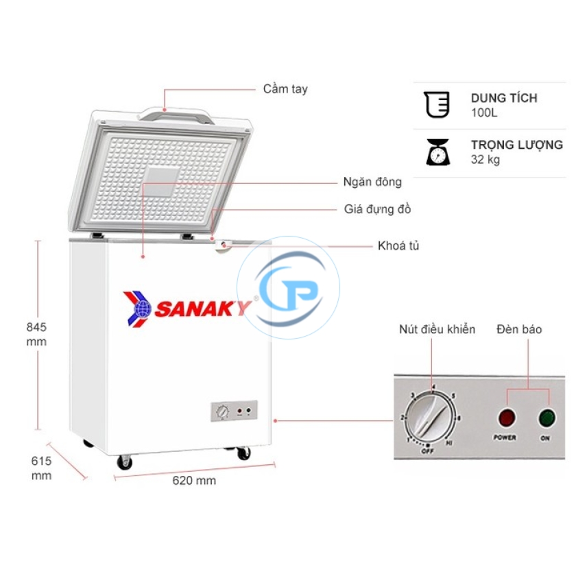 Tủ đông Sanaky 100 lít VH-1599HYKD
