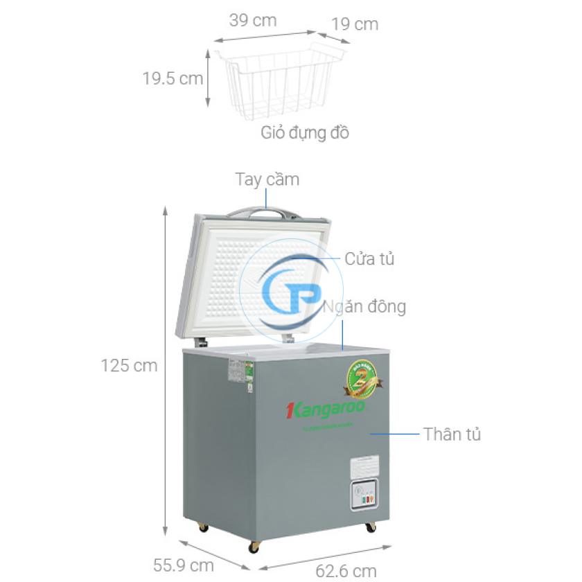  Tủ đông Kangaroo 90 lít KGFZ150NG1