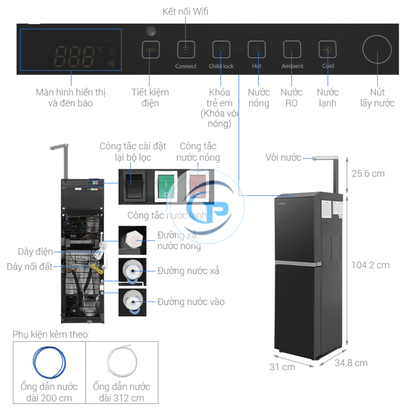 Máy lọc nước RO nóng nguội lạnh Toshiba TWP-W2396SVN(M) 10 lõi