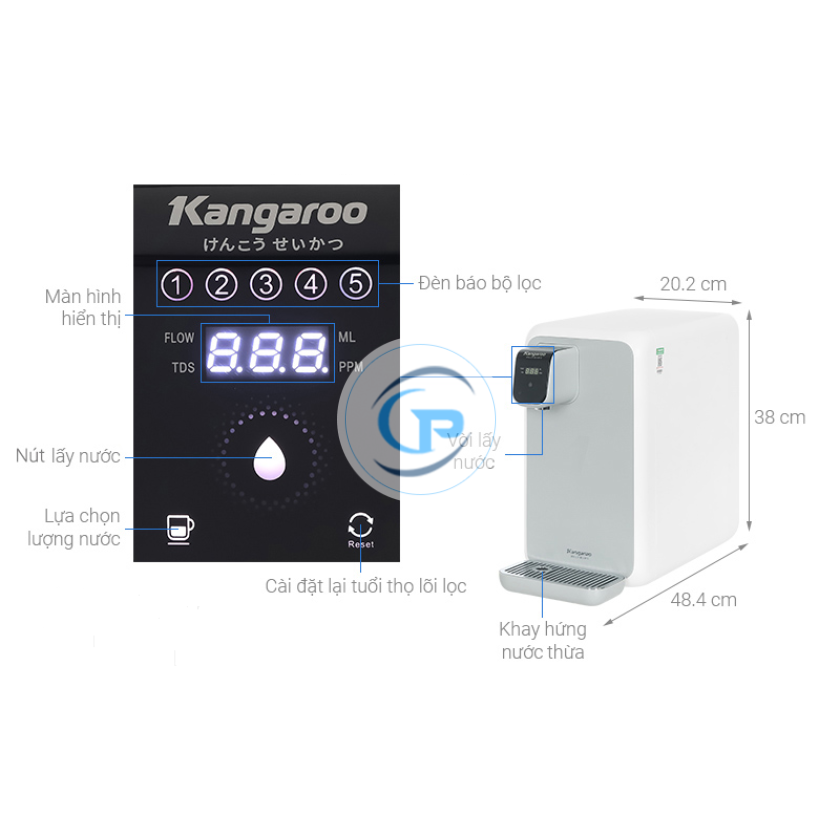 Máy lọc nước RO Hydrogen Kangaroo KG400HD 5 lõi