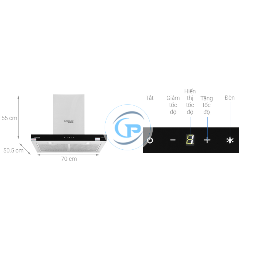 Máy hút mùi áp tường Sunhouse Mama MMB6817-70
