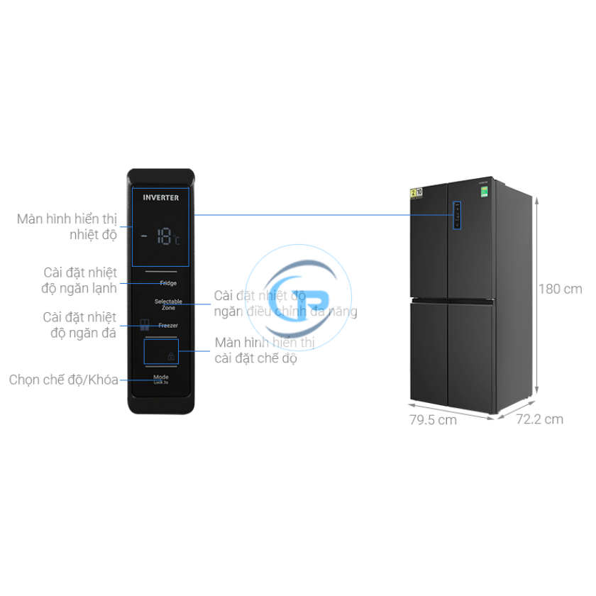 Tủ lạnh Hitachi Inverter  Multi Door  Multi Door HR4N7522DSDXVN 466 lít