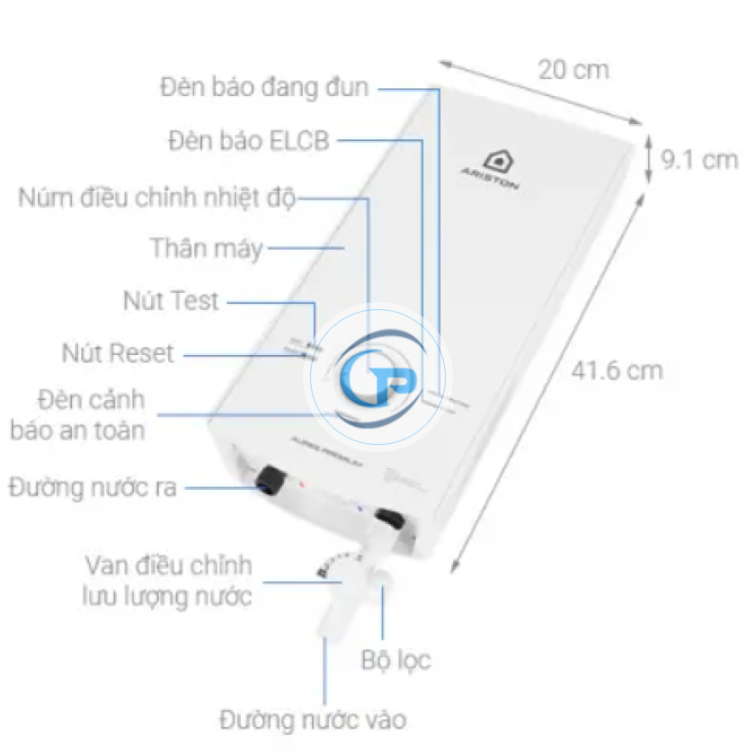 Máy Nước Nóng Ariston Aures Premium 4.5 Không Bơm