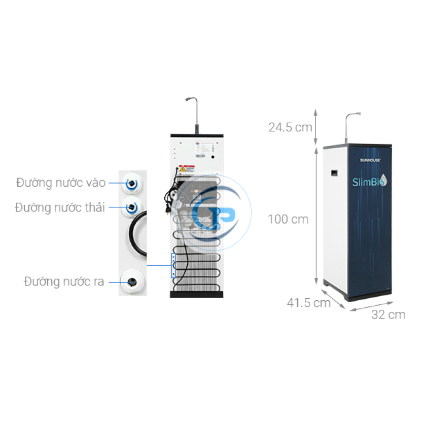 Máy lọc nước RO nóng nguội lạnh Sunhouse SHA76214CK-S 9 lõi