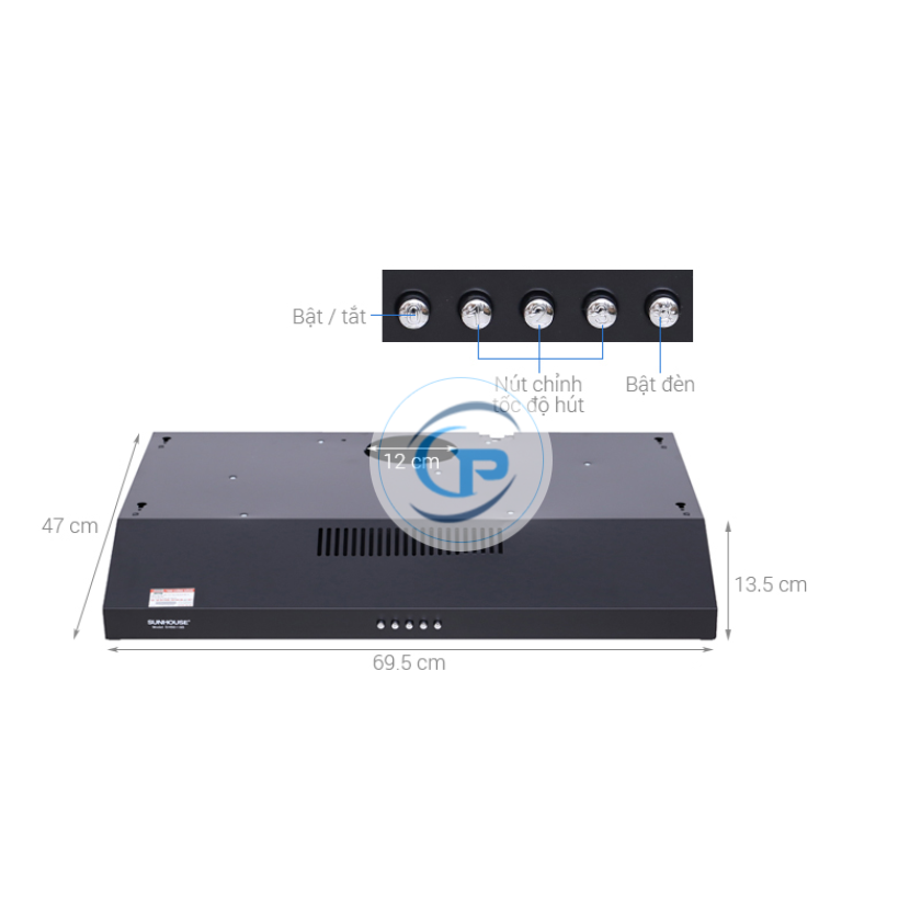 Máy hút mùi âm tủ Sunhouse SHB6118B