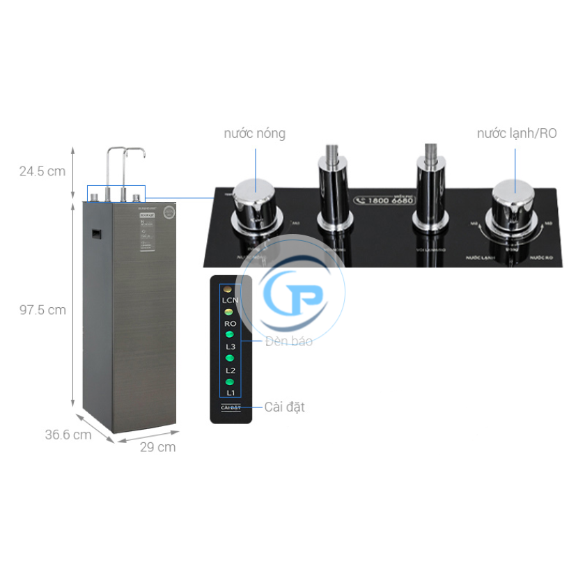 Máy lọc nước RO nóng nguội lạnh Sunhouse UltraX SHA76601S 11 lõi
