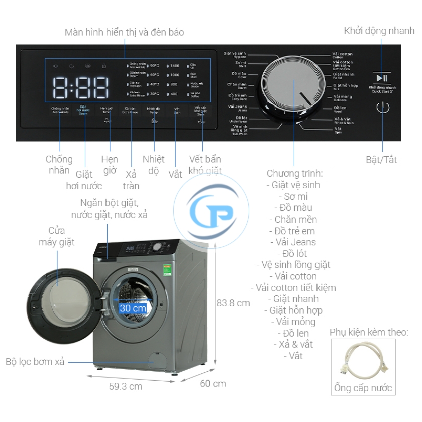 Máy giặt Hitachi Inverter 9.5 kg BD-954HVOS