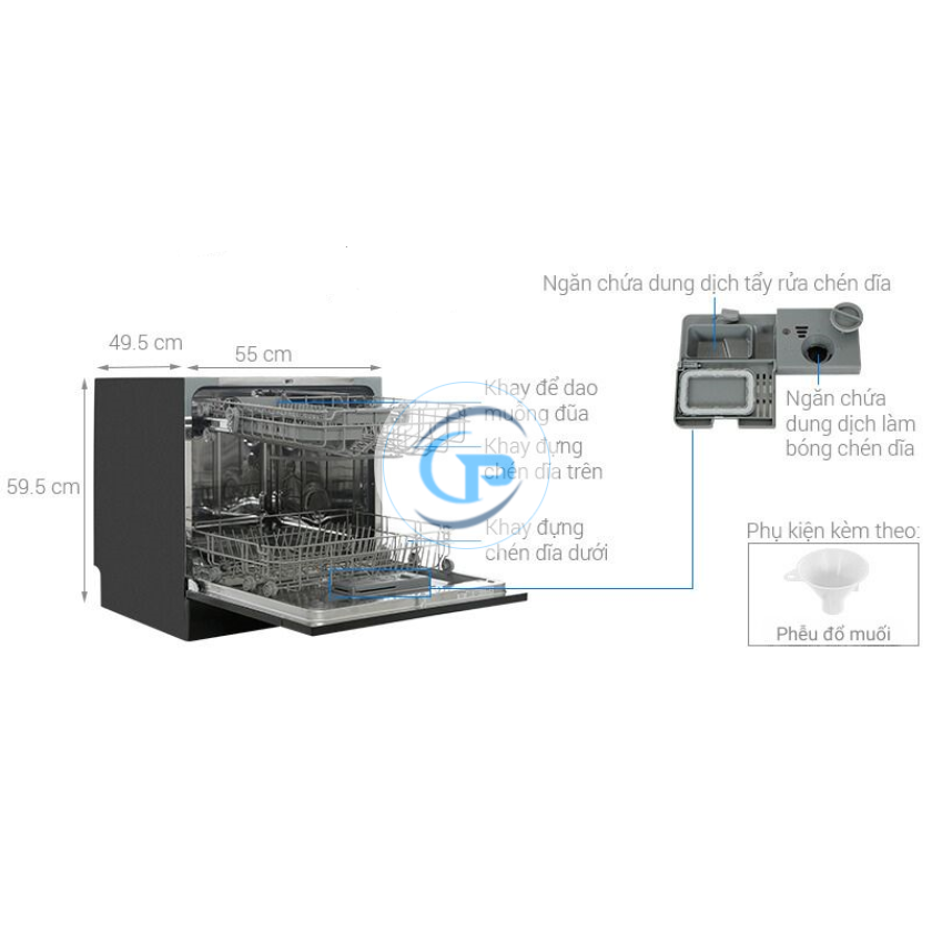 Máy rửa chén mini Hafele HDW-T5531B (538.21.350)
