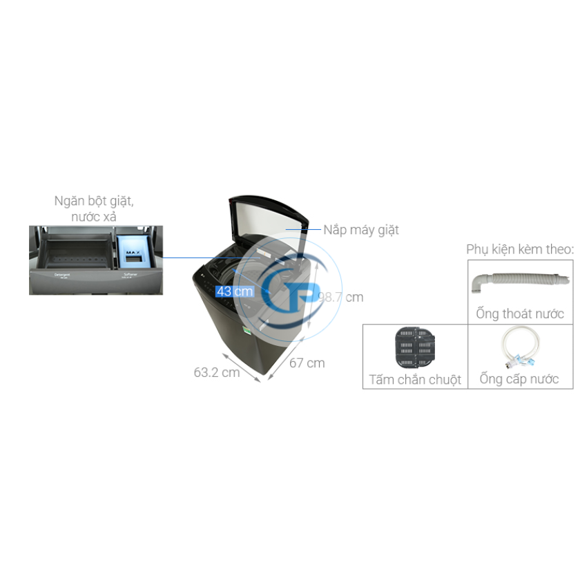 Máy giặt LG AI DD Inverter TV2514DV3B 14 kg