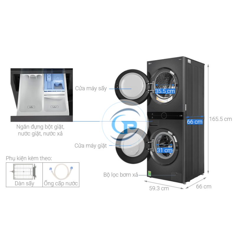Máy Giặt Sấy LG Inverter WashTower WT1410NHB 14/10 Kg