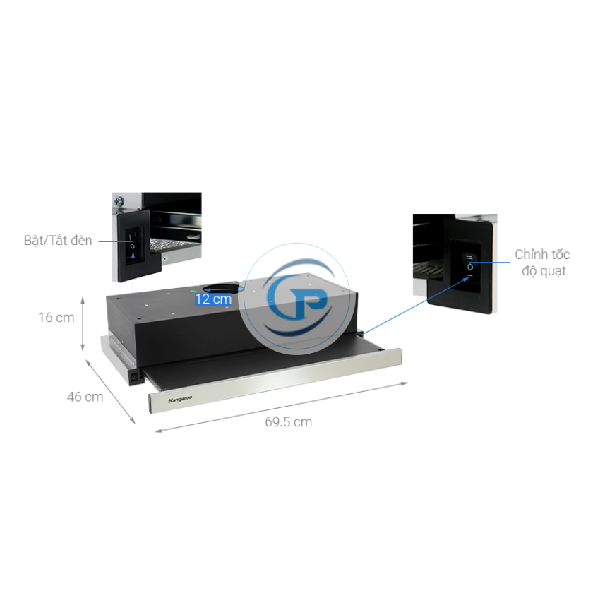 Máy hút mùi âm tủ Kangaroo KG70BH1