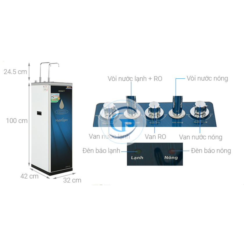 Máy lọc nước RO nóng nguội lạnh Sanaky VH-3210VD 10 lõi
