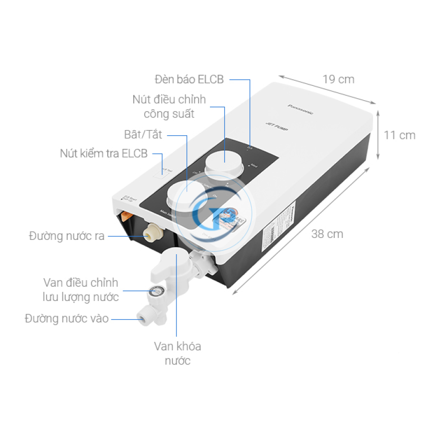 Máy Nước Nóng Trực Tiếp Panasonic 4500W DH-4RP1VW Có Bơm