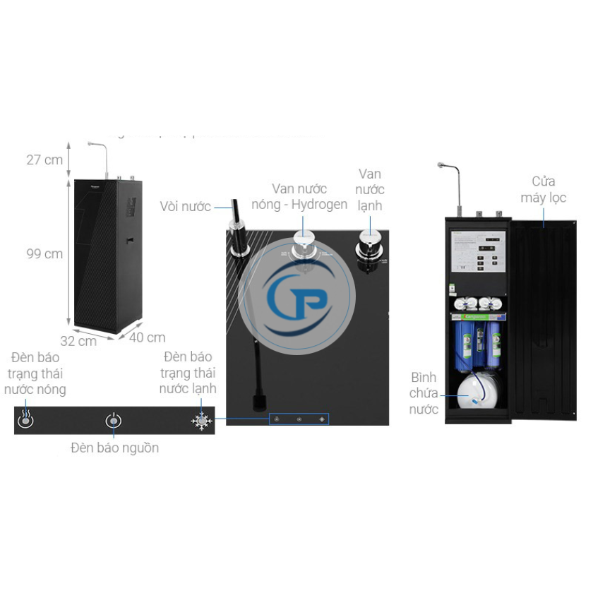 Máy lọc nước RO nóng nguội lạnh Hydrogen Kangaroo Infinity KG10A9I 8 lõi