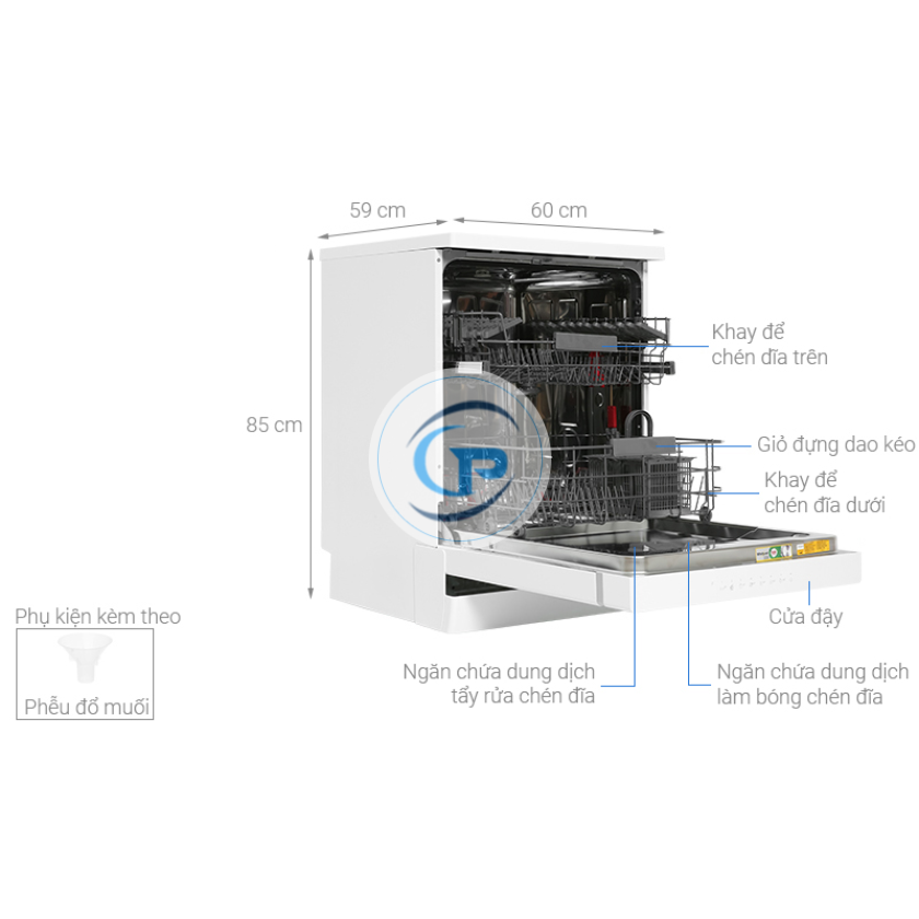 Máy rửa chén độc lập Whirlpool WFC 3C26P