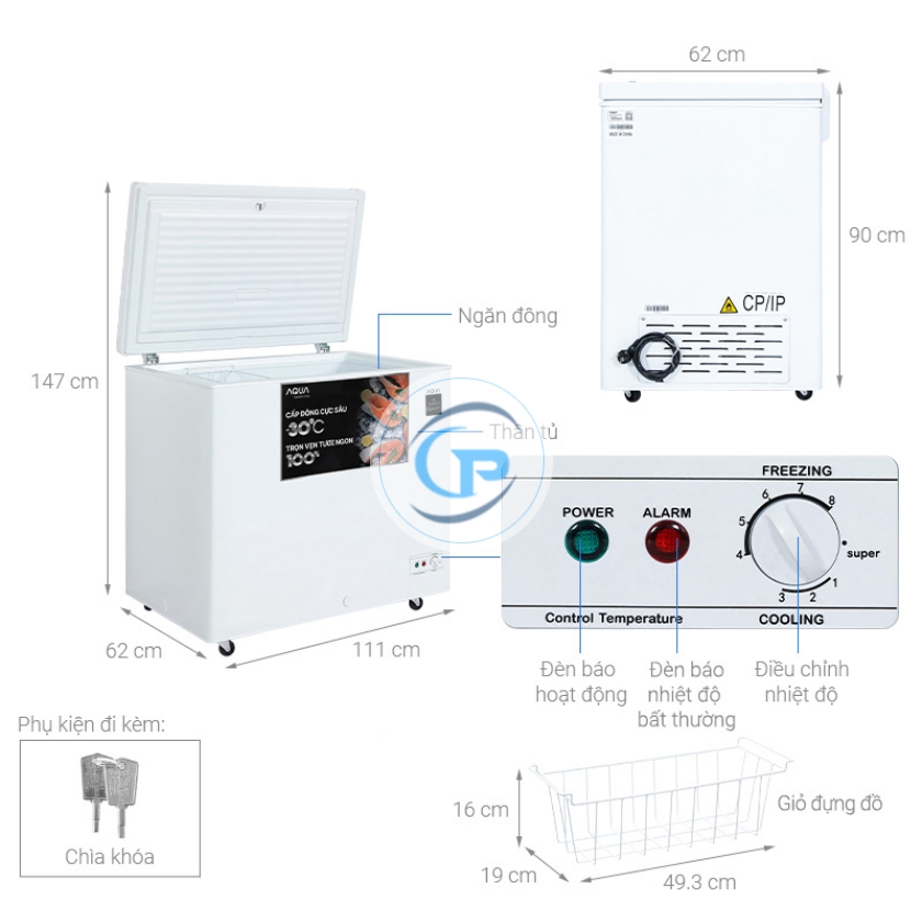 Tủ đông Aqua Inverter 301 lít AQF-C4001E
