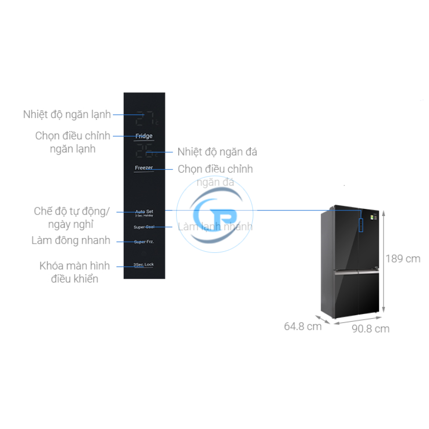 Tủ Lạnh Aqua Inverter  Multi Door AQR-IG636FM(GB) 549 lít 