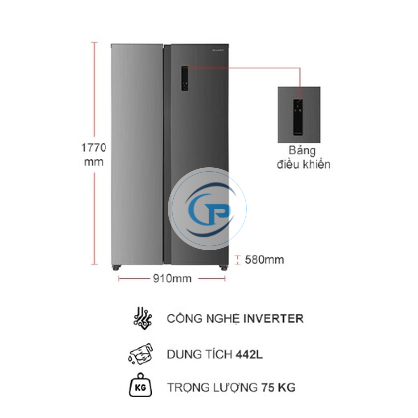 Tủ lạnh Sharp Inverter 442 lít SJ-SBX440V-SL
